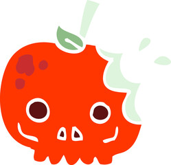 flat color illustration cartoon red poison apple