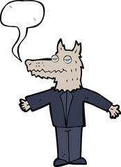 cartoon wolf with speech bubble