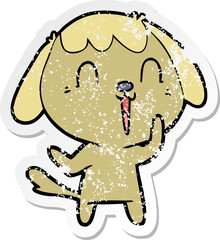 distressed sticker of a cute cartoon dog