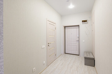 standard room interior apartment. room doors, renovation corridor lobby entrance hall