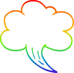 Fototapeta na wymiar rainbow gradient line drawing of a cartoon whooshing cloud