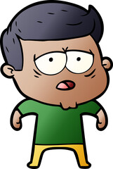 cartoon tired man