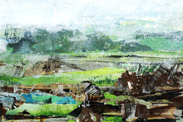 Abstract landscape. Paper applique. Collage - 775891627