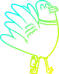 cold gradient line drawing of a cartoon pigeon