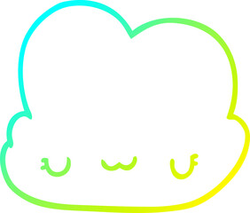cold gradient line drawing of a cute cartoon cloud