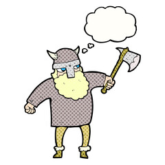 freehand drawn thought bubble cartoon viking warrior