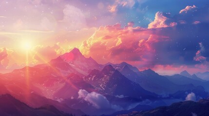 Beautiful sunset painting, ideal for nature backgrounds