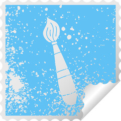 distressed square peeling sticker quirky symbol paint brush