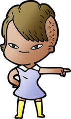 cute cartoon girl with hipster haircut