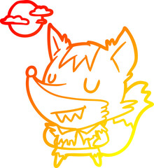 warm gradient line drawing of a halloween werewolf