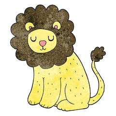 freehand textured cartoon cute lion