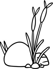 hand drawn line drawing doodle of stone and pebbles
