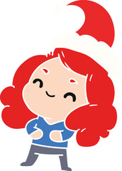hand drawn christmas cartoon of kawaii girl