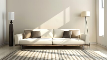 Sofa bed in domestic living room which is designed for contemporary decoration style