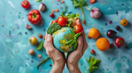 Person Holding Globe With Vegetables