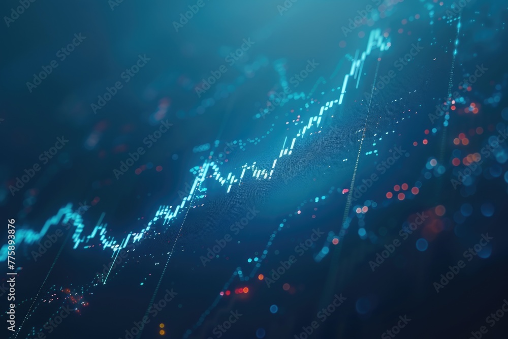 Poster close up of a stock chart on a dark background, ideal for financial concepts