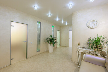 standard room interior apartment. room doors, renovation corridor lobby entrance hall