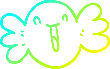 cold gradient line drawing of a cartoon happy candy