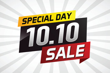 10.10 Special day sale word concept vector illustration with ribbon and 3d style for use landing page, template, ui, web, mobile app, poster, banner, flyer, background, gift card, coupon

