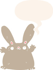cartoon rabbit with speech bubble in retro style