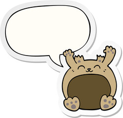 cartoon bear with speech bubble sticker