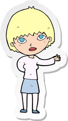 sticker of a cartoon woman explaining