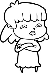 cartoon worried woman