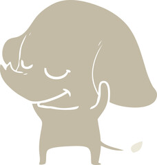 flat color style cartoon smiling elephant