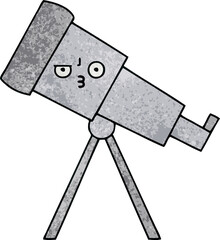retro grunge texture cartoon of a telescope