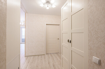 standard room interior apartment. room doors, renovation corridor lobby entrance hall