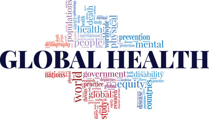 Global Health word cloud conceptual design isolated on white background.