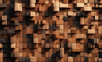 Wooden bricks 3D pattern background illustration