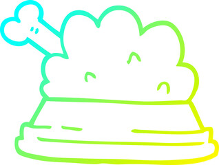 cold gradient line drawing of a cartoon pet food