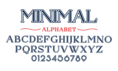 Editable typeface vector. Minimal sport font in american style for football, baseball or basketball logos and t-shirt.	 - obrazy, fototapety, plakaty