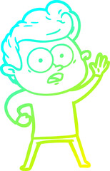 Fototapeta premium cold gradient line drawing of a cartoon staring man