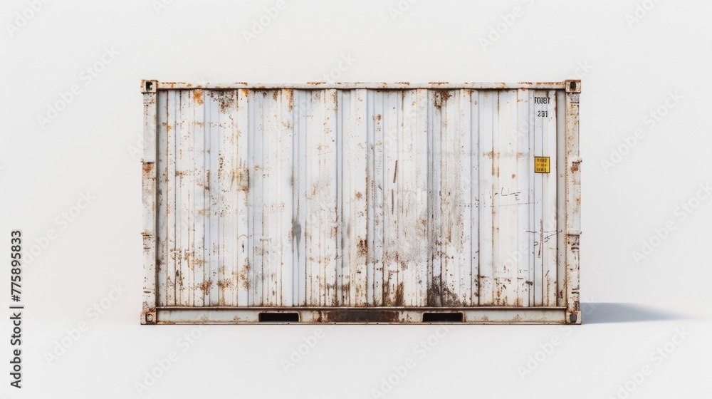 Poster minimalistic white container on clean white floor. ideal for product showcase
