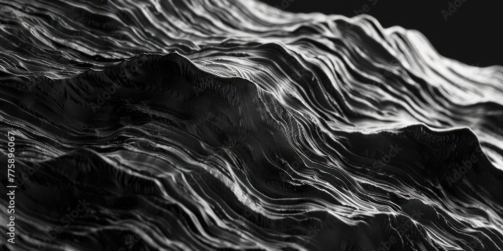 Aufkleber A striking black and white photo of a textured wavy surface. Perfect for adding a modern touch to any design project