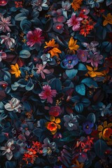 Obraz na płótnie Canvas Vibrant flowers against a dark backdrop, ideal for various design projects