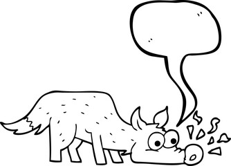 freehand drawn speech bubble cartoon dog sniffing