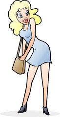 cartoon woman looking in handbag