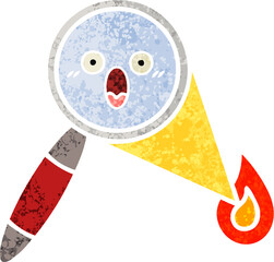 retro illustration style cartoon of a magnifying glass