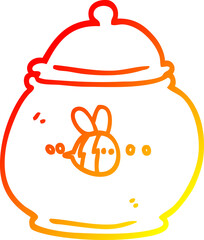 warm gradient line drawing of a cartoon honey pot