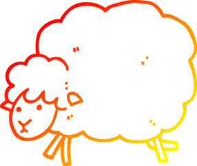 warm gradient line drawing of a cartoon sheep