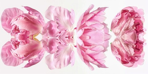Close up of pink flowers on white surface. Perfect for floral backgrounds