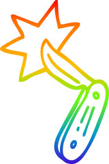 rainbow gradient line drawing of a cartoon pen knife