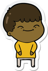 sticker of a cartoon happy boy