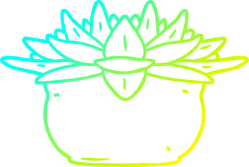 cold gradient line drawing of a cartoon succulent plant