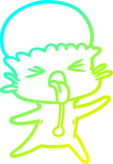 cold gradient line drawing of a weird cartoon alien