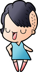 cute cartoon girl with hipster haircut