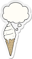 cartoon ice cream with thought bubble as a printed sticker